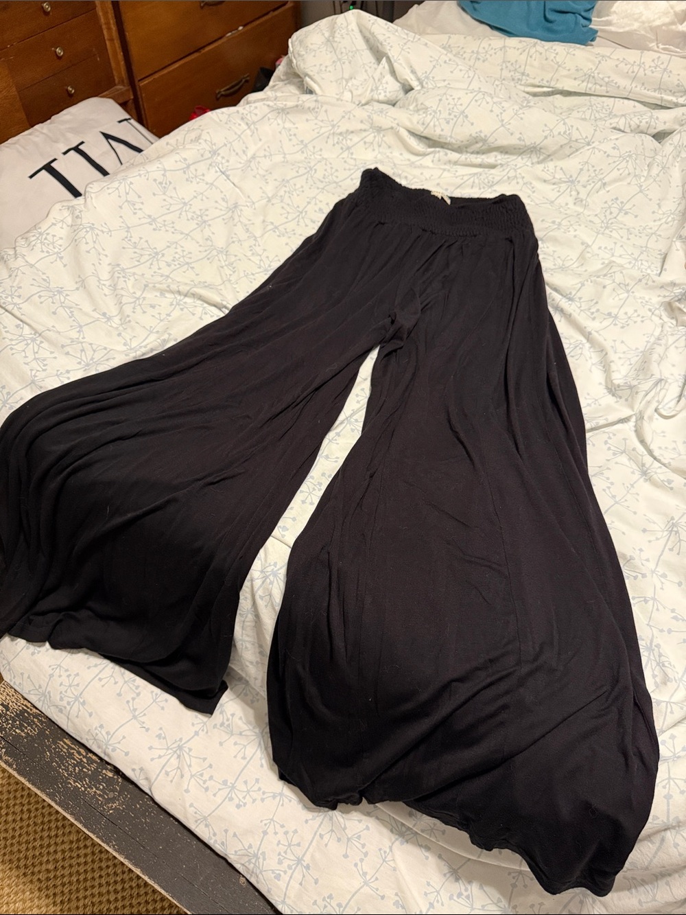 EARTHBOUND Black Wide-Leg Palazzo Pants with Smocked Waist